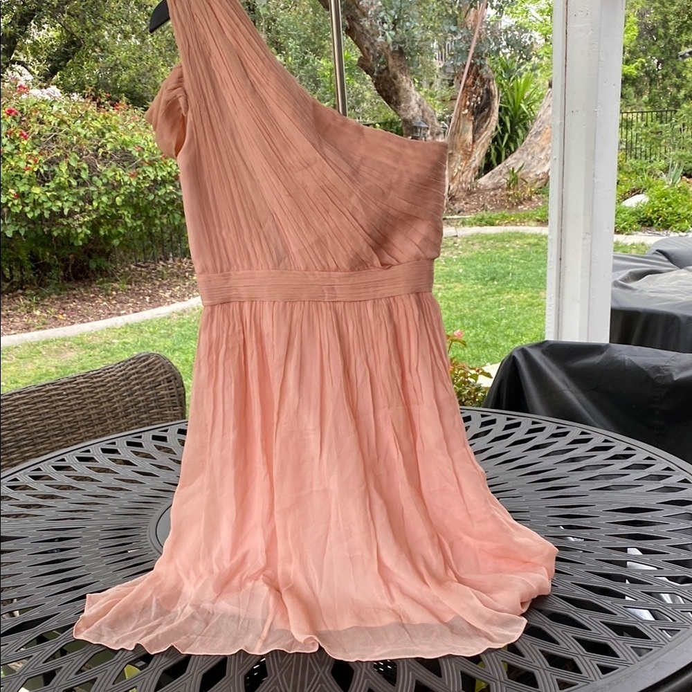 J. Crew Pink Asymmetrical Ruched Tiered Dress - Picture 8 of 14